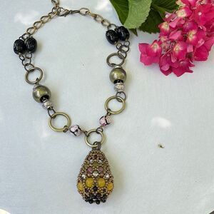 PAM HIRAN Statement gold beaded necklace!!